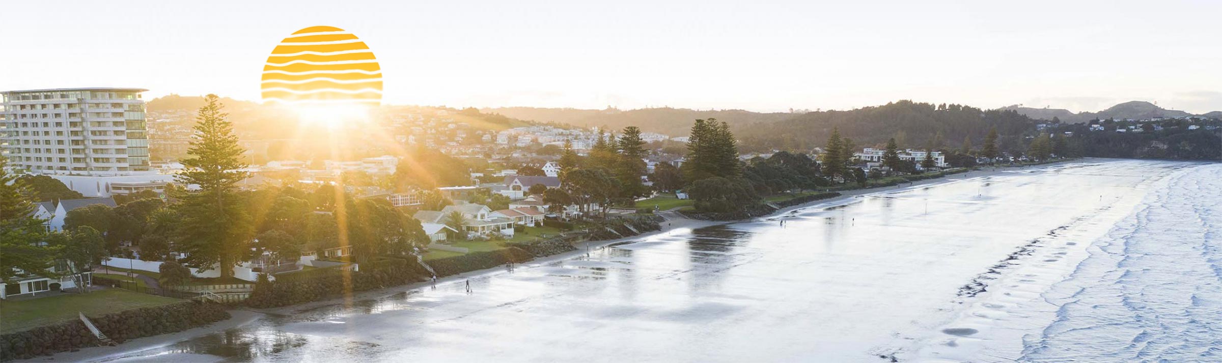 orewa-beach-composite-directors Panoramic landscape of Orewa beach with sunrise
